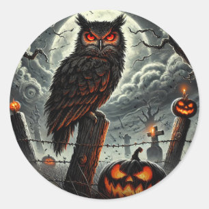 Friedhof Night Owl Spooky Szn Glow Halloween-Party Runder Aufkleber