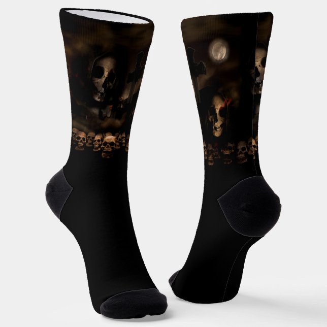 Friedhof Skulls Gothic Halloween Socken (Gewinkelt)