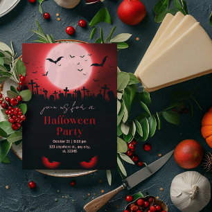 Friedhof und Fledermäuse - Illustration Einladung