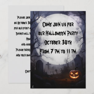 Friedhof und Vollmond-Halloween-Party Einladung