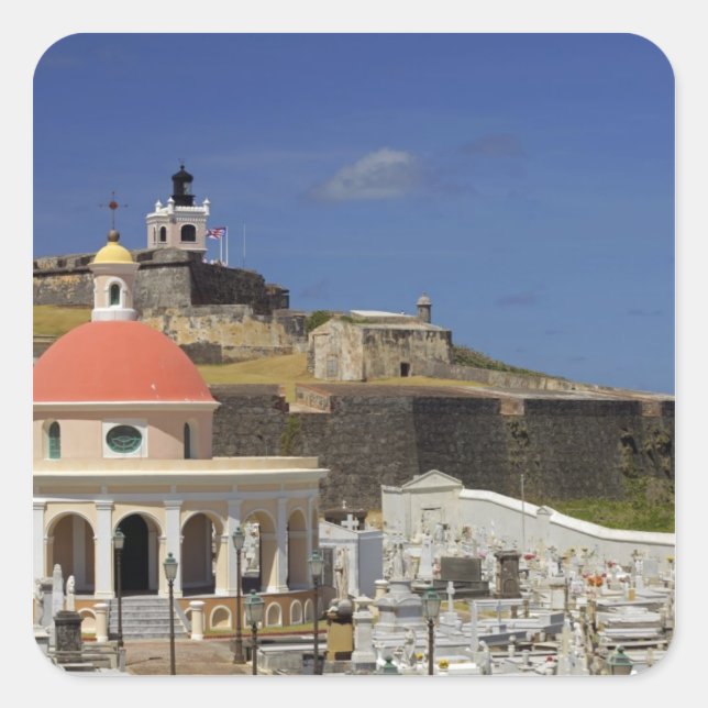 Friedhof von Puerto Rico Quadratischer Aufkleber (Vorderseite)