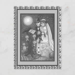 FRIEDHOF VOWS, SKELETON WEDD, BRIDE UND GROOM POSTKARTE