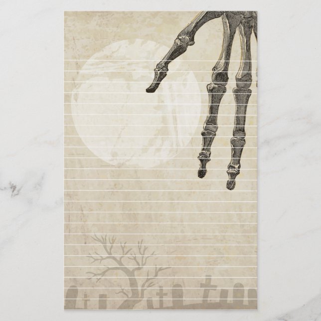 Friedhofs-Vollmond und Skelett-Hand Briefpapier (Vorderseite)