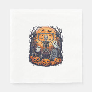 Friedhofsgewinne Skelett hebt Hantel Halloween Serviette
