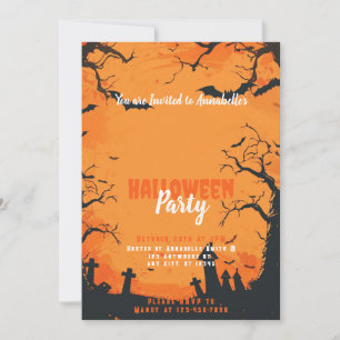 Friedhofsschlämme Friedhof Orange Halloween-Party Einladung
