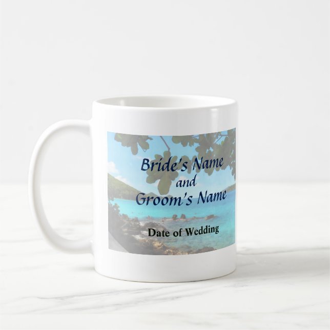 Friedlich Beach St. Thomas Wedding Produkte Tasse (Links)