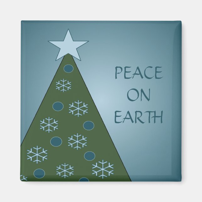 Friedlich Blue Christmas Tree Magnet (Vorne)