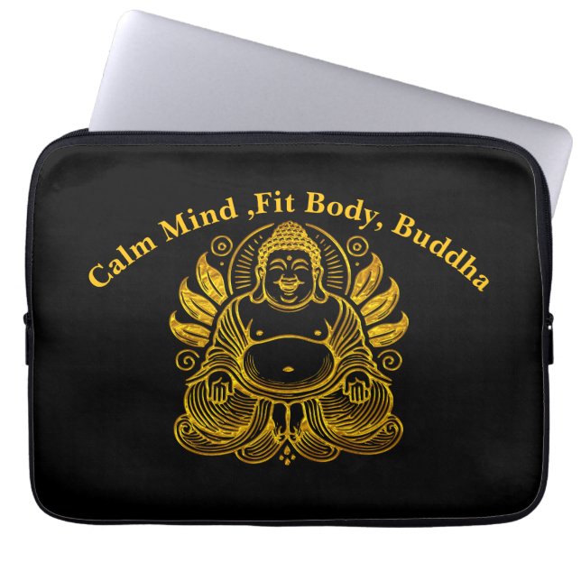 Friedlich Golden Buddha Laptopschutzhülle (Vorderseite)