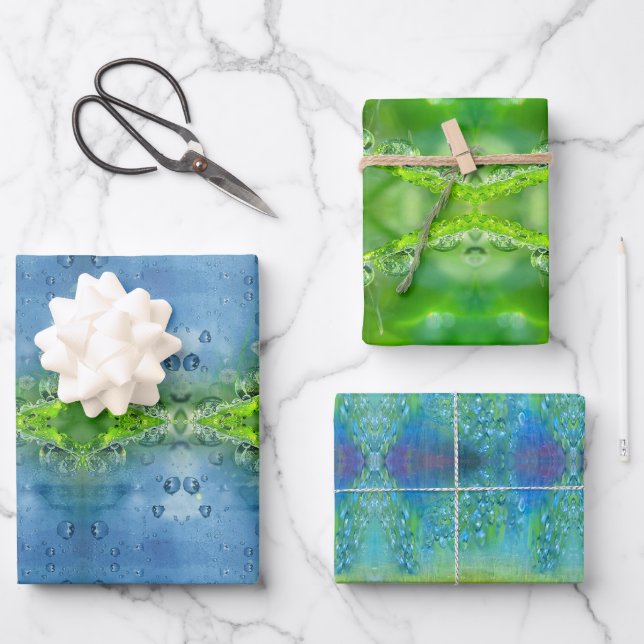 Friedlich, Irisierend, Naturmosaik Geschenkpapier Set (Vorderseite)