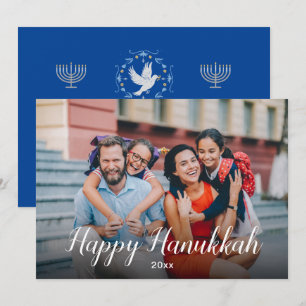 Friedlich Joyous Happy Hanukkah Blue Modern Foto Feiertagskarte