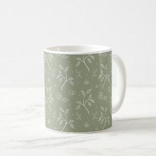 Friedlich Kitchenette Olive Green Floral Muster Kaffeetasse
