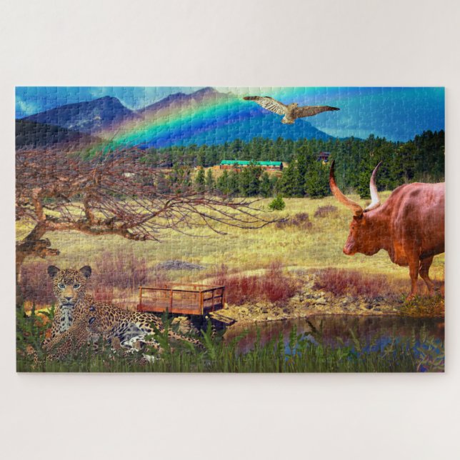 Friedlich Leopard Waterhole Animal Puzzle (Horizontal)