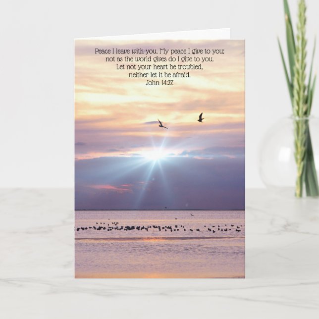 Friedlich Ocean Sunset Bible Card John 14:27 Karte (Vorderseite)