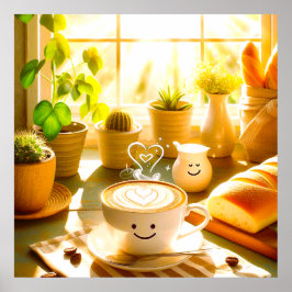 Friedlich und herzerwärmend Cappuccino Morgens Poster