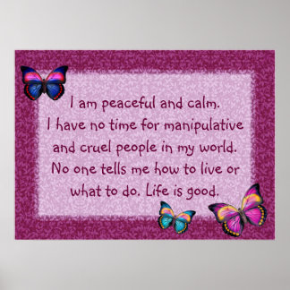 Friedliche Affirmation Butterflies Print Poster