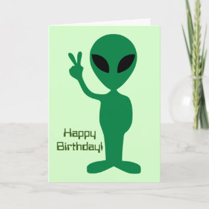 Friedliche Alien Birthday Karte