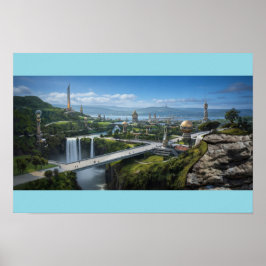 Friedliche Alien-Stadt Poster