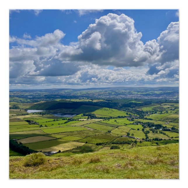 Friedliche Aussicht von Pendle Hill... Poster (Vorderseite)