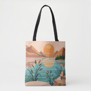 Friedliche Bergsee-Sonnenuntergangslandschaft