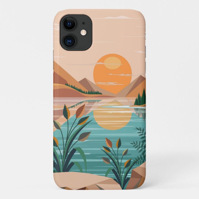 Friedliche Bergsee-Sonnenuntergangslandschaft Case-Mate iPhone Hülle (Rückseite)
