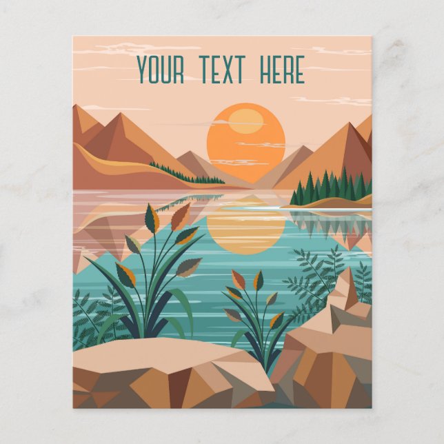 Friedliche Bergsee-Sonnenuntergangslandschaft Flyer (Vorne)