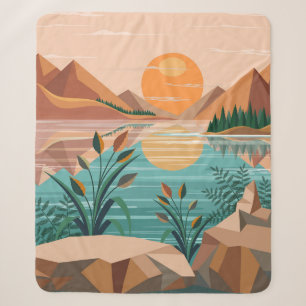 Friedliche Bergsee-Sonnenuntergangslandschaft Sherpadecke