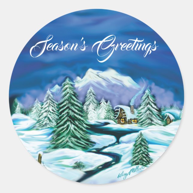 Friedliche Blockkabine Runder Aufkleber (Vorderseite)