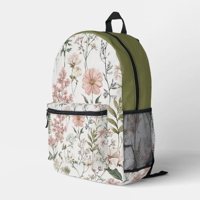 Friedliche Blütenblätter Bedruckter Rucksack (Rückseitige Ecke Rechts)