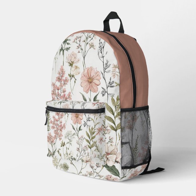 Friedliche Blütenblätter Bedruckter Rucksack (Rückseitige Ecke Rechts)