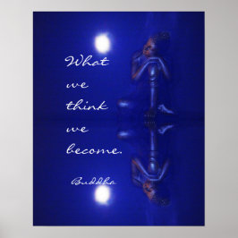 Friedliche Buddha-Saphir-Reflexion und Zitat Poster