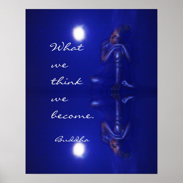 Friedliche Buddha-Saphir-Reflexion und Zitat Poster (Vorne)