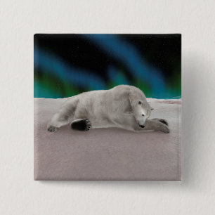 Friedliche Eisbär-Arktis-Natur-Illustration Button