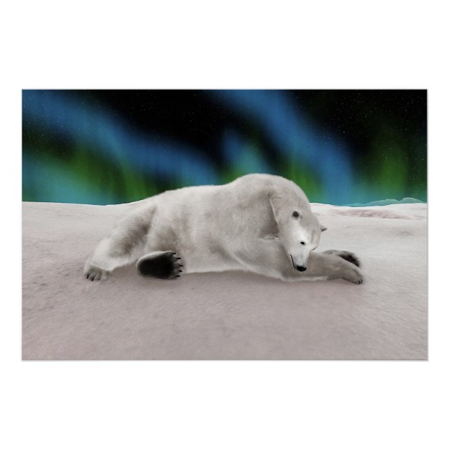 Friedliche Eisbär-Arktis-Natur-Illustration Poster (Vorderseite)