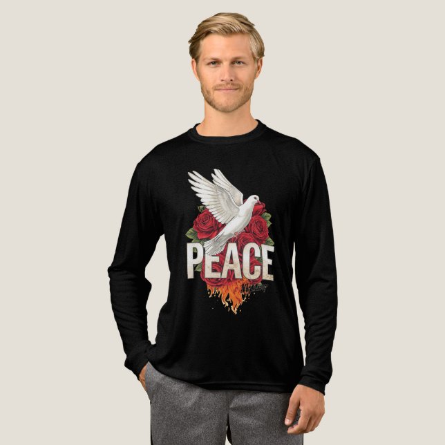 Friedliche Flammen-Taube Tri-Blend Shirt (Volle Vorderseite)