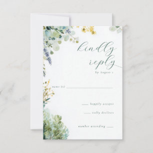 Friedliche Florale Wasserfarben-Botanik RSVP Karte