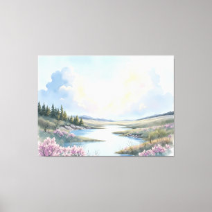 Friedliche Frühlingsflusslandschaft - Restauriert Leinwanddruck