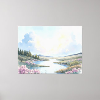 Friedliche Frühlingsflusslandschaft - Restauriert  Leinwanddruck