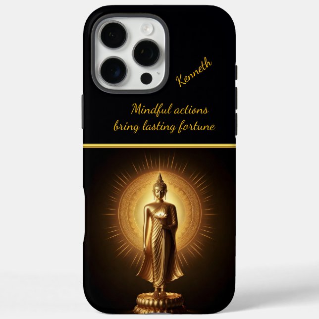Friedliche Goldene Buddha-Statue, KI-Kunst Case-Mate iPhone Hülle (Rückseite)