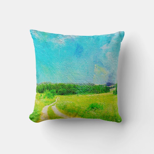Friedliche Grüne Außenlandschaft Kissen (Vorderseite)