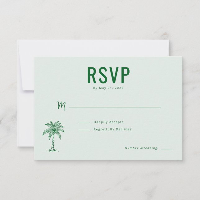 Friedliche grüne Palme RSVP Karte (Vorderseite)