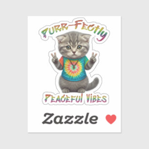 Friedliche Hippie Boho Kätzchen Vibes  Aufkleber