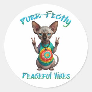 Friedliche Hippie Boho Kätzchen Vibes Runder Aufkleber