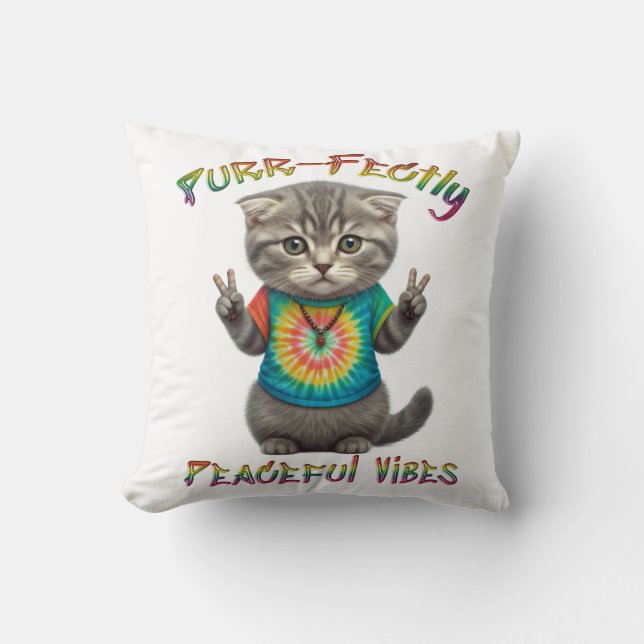 Friedliche Hippie Boho Kitten Vibes  Kissen (Vorderseite)