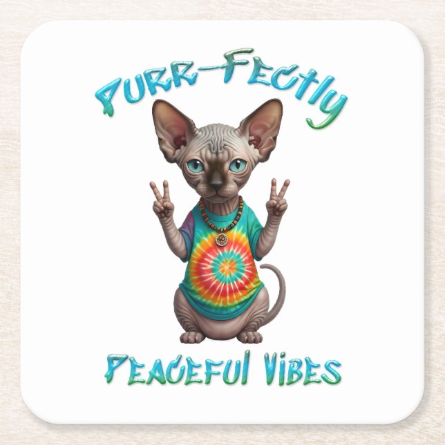 Friedliche Hippie Boho Kitten Vibes  Rechteckiger Pappuntersetzer (Vorderseite)