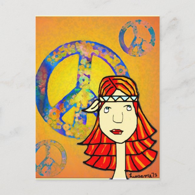 Friedliche Hippie-Postkarte Postkarte (Vorderseite)