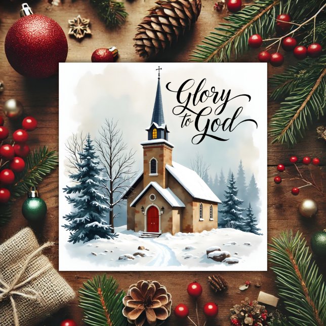 Friedliche Kirchenlandschaft Religiöse Weihnachten (Peaceful Church Scene Religious Christmas Holiday Card)