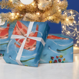 Friedliche Koi-Fisch-Wasserfarben-Verpackungspapie Geschenkpapier
