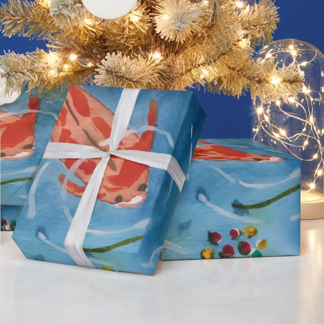 Friedliche Koi-Fisch-Wasserfarben-Verpackungspapie Geschenkpapier (Feiertage)