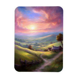 Friedliche Landschaft im Sonnenaufgang Magnet