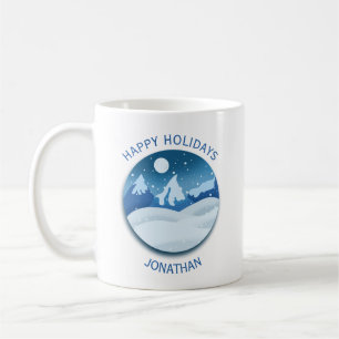 Friedliche Landschaft mit Raureif auf Maß Kaffeetasse